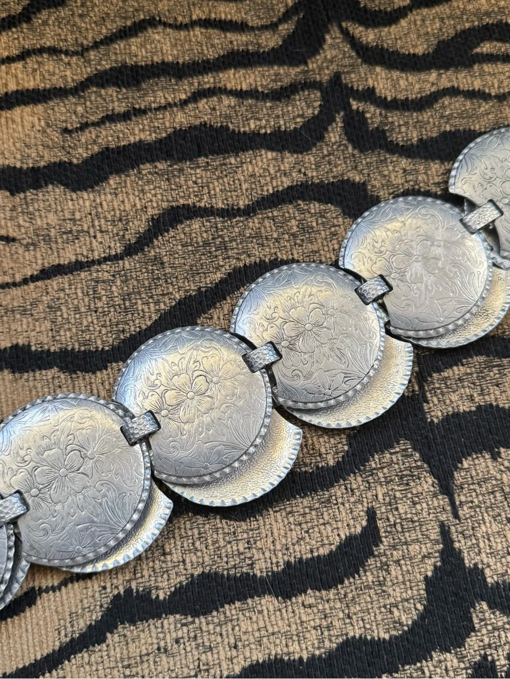 Vintage Silver-Tone Coin Link Belt